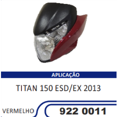 Carenagem Farol Completa Compatível Titan-150 2013 (Vermelho) Sportive